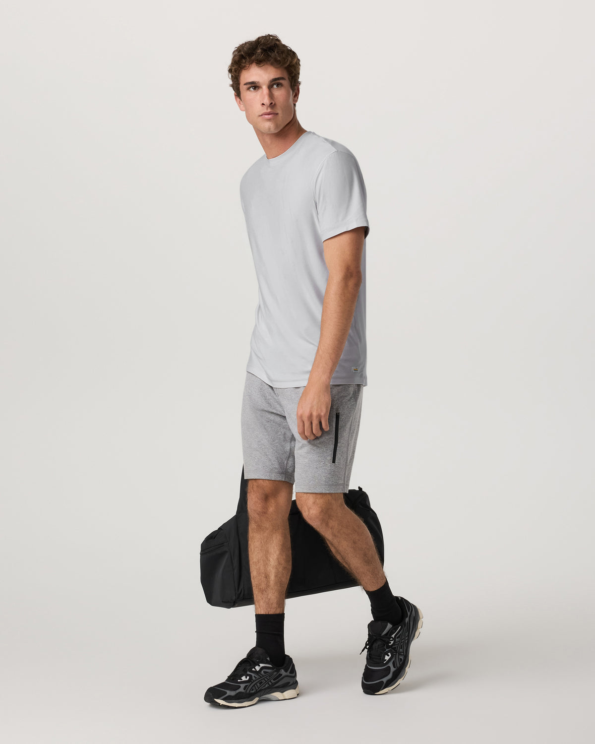 Men Vuori Strato Tech Tee Men's Frost Grey Workout Shirt
