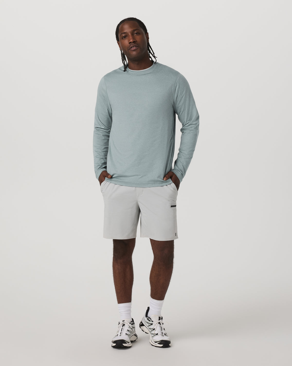 Men Vuori Long Sleeve Ponto Performance Tee Misty Blue Heather