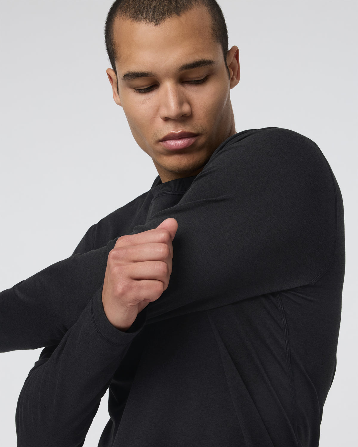 Men Vuori Long Sleeve Ponto Performance Tee Black Heather