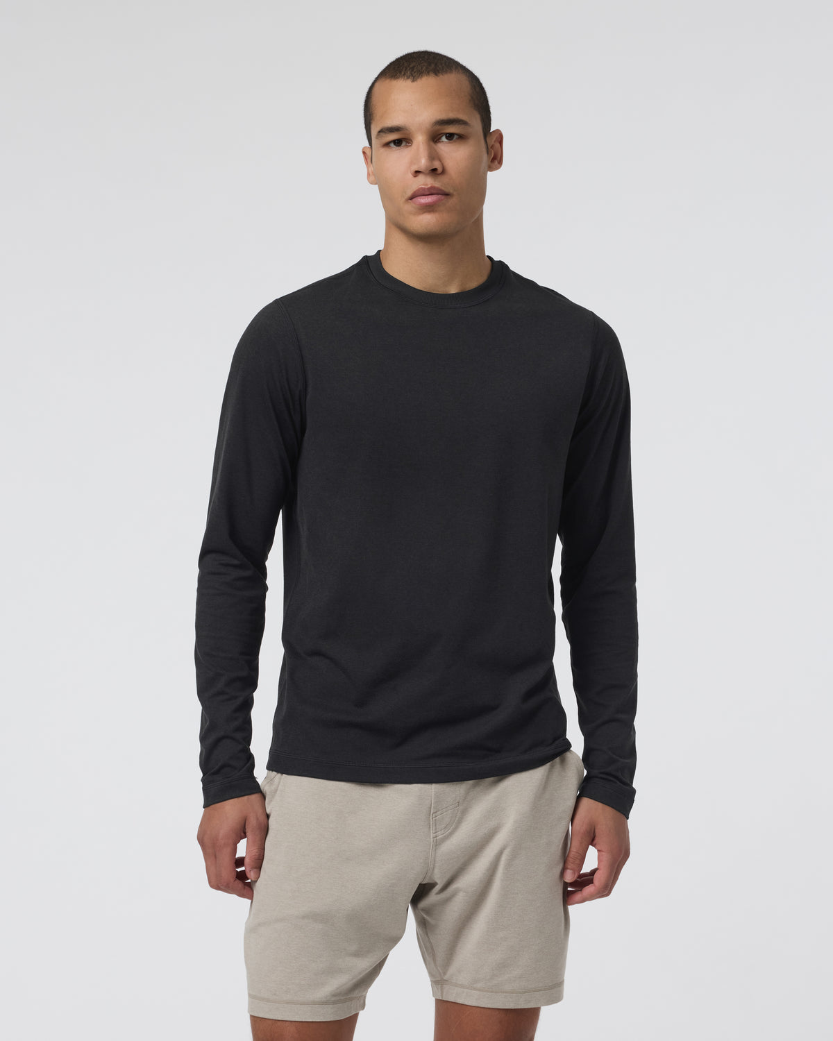Men Vuori Long Sleeve Ponto Performance Tee Black Heather
