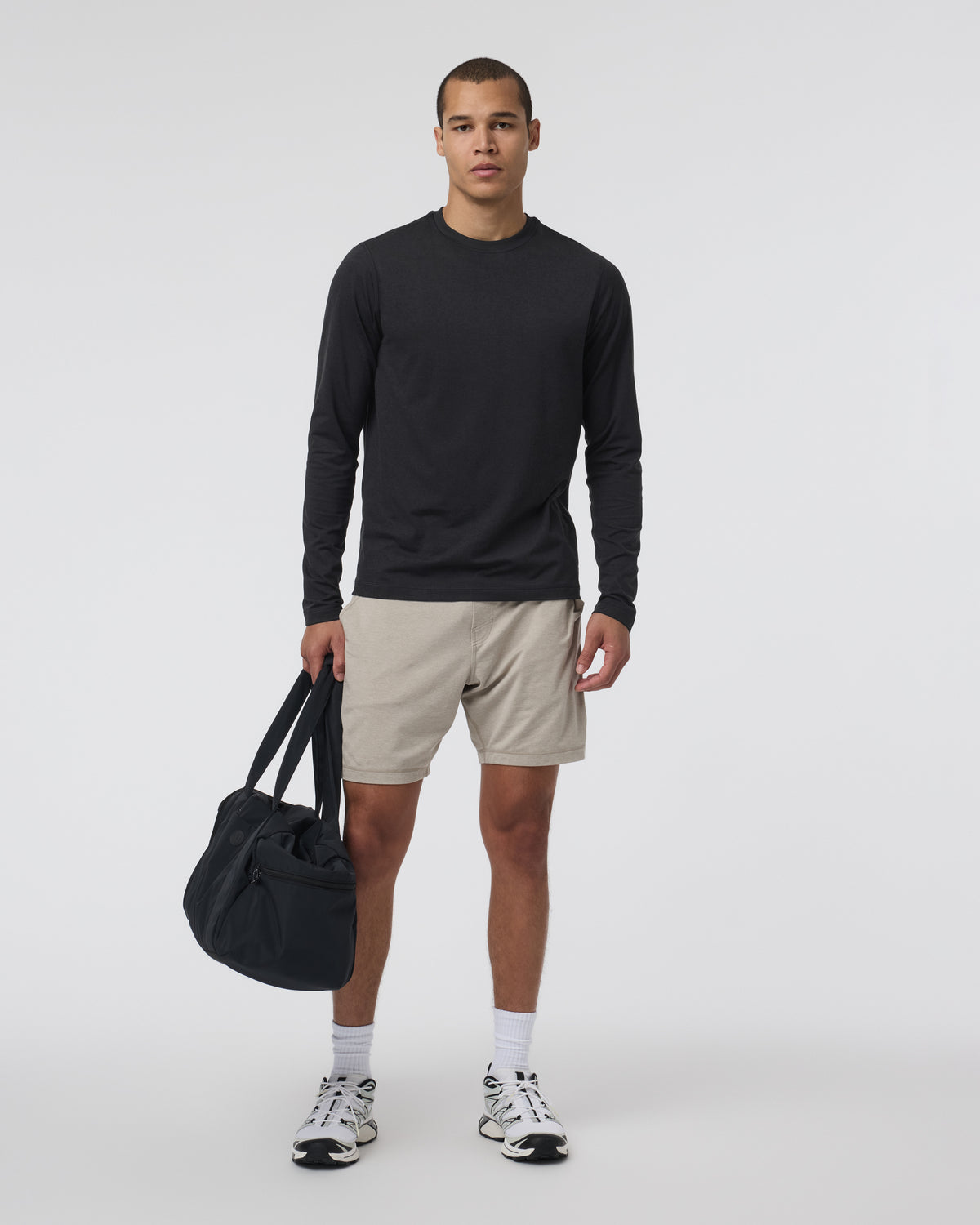Men Vuori Long Sleeve Ponto Performance Tee Black Heather