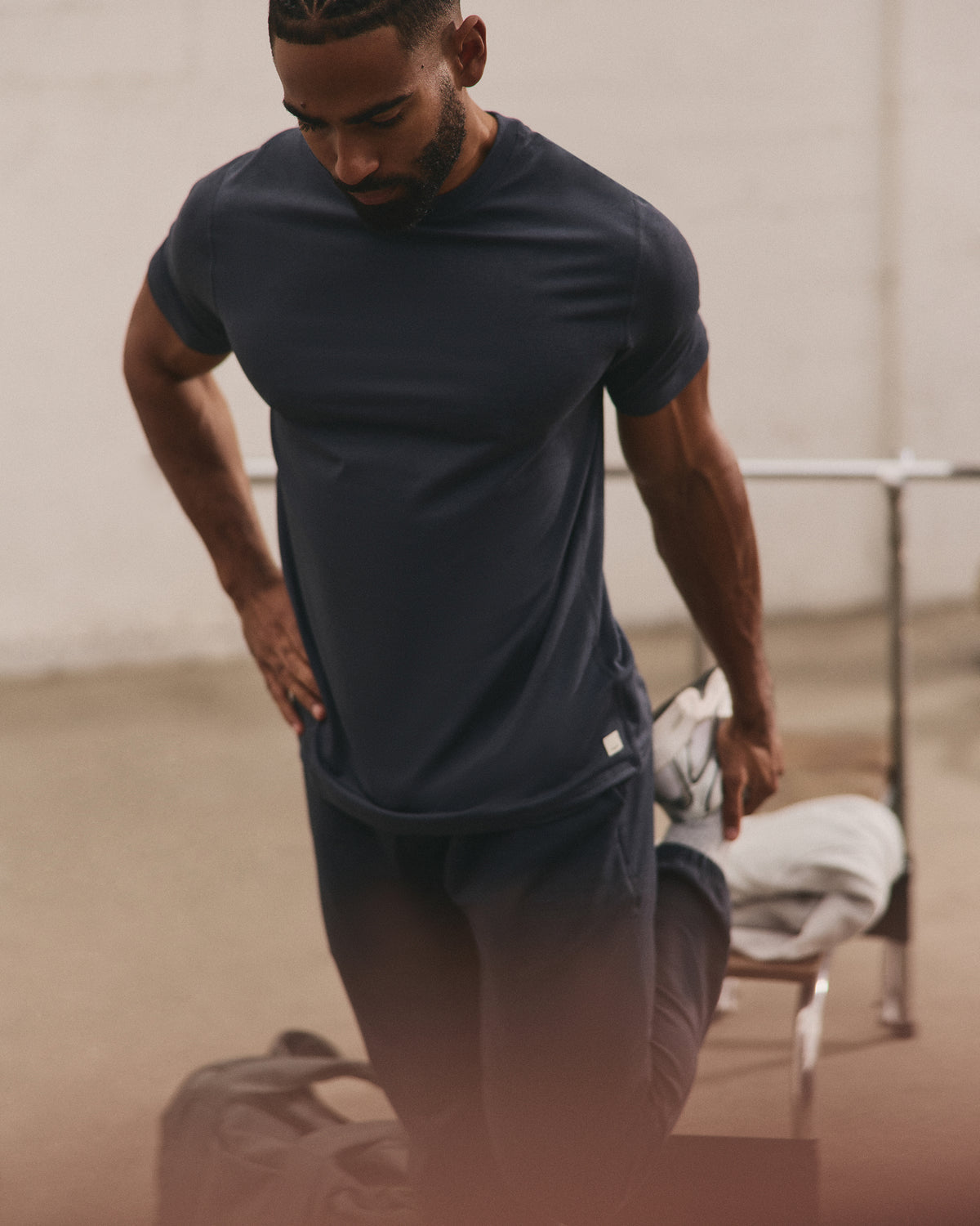 Men Vuori Short Sleeve Ponto Tee - Relaxed Fit Midnight Heather