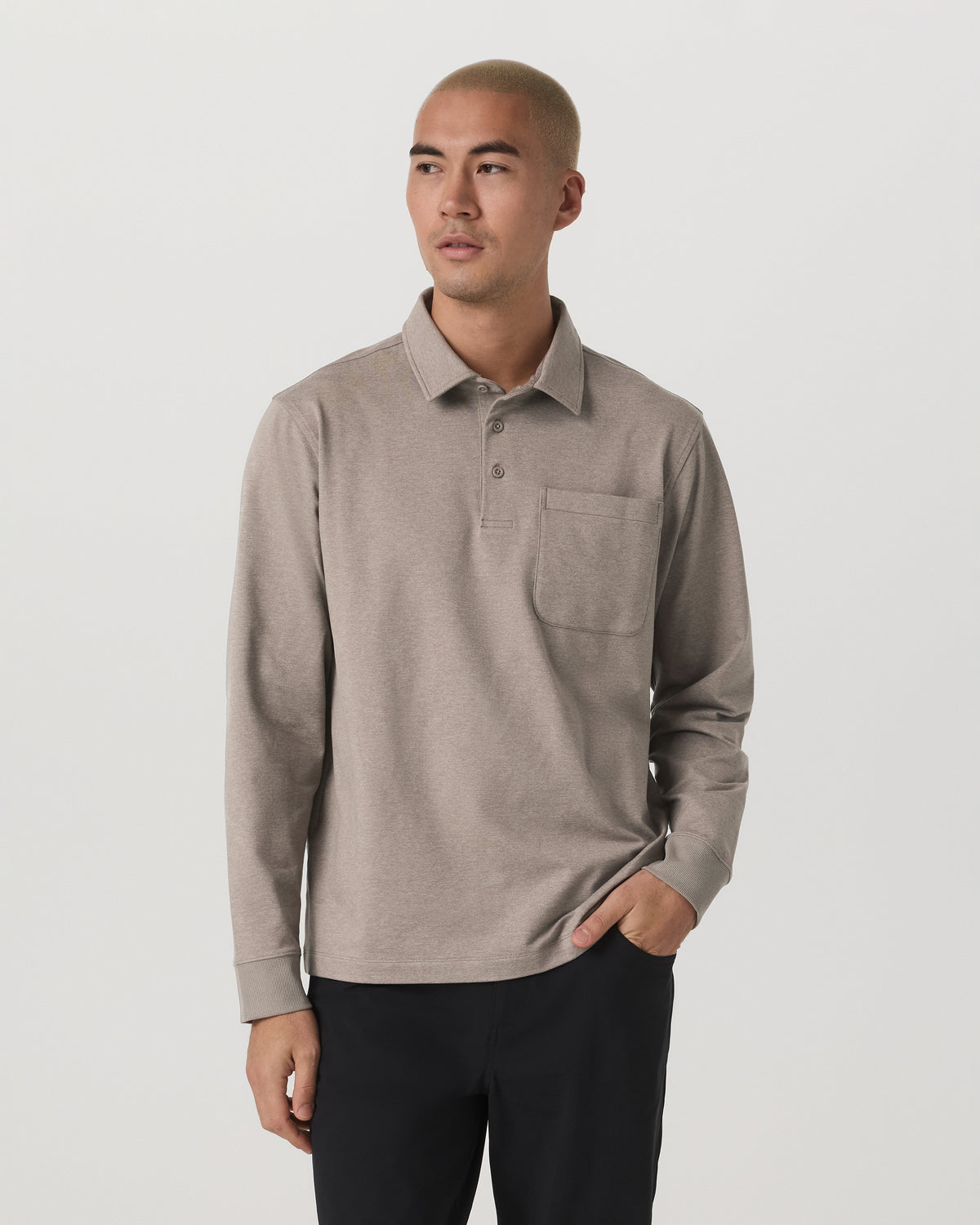 Men Vuori Men's Long Sleeve Coronado Rugby Walnut Heather