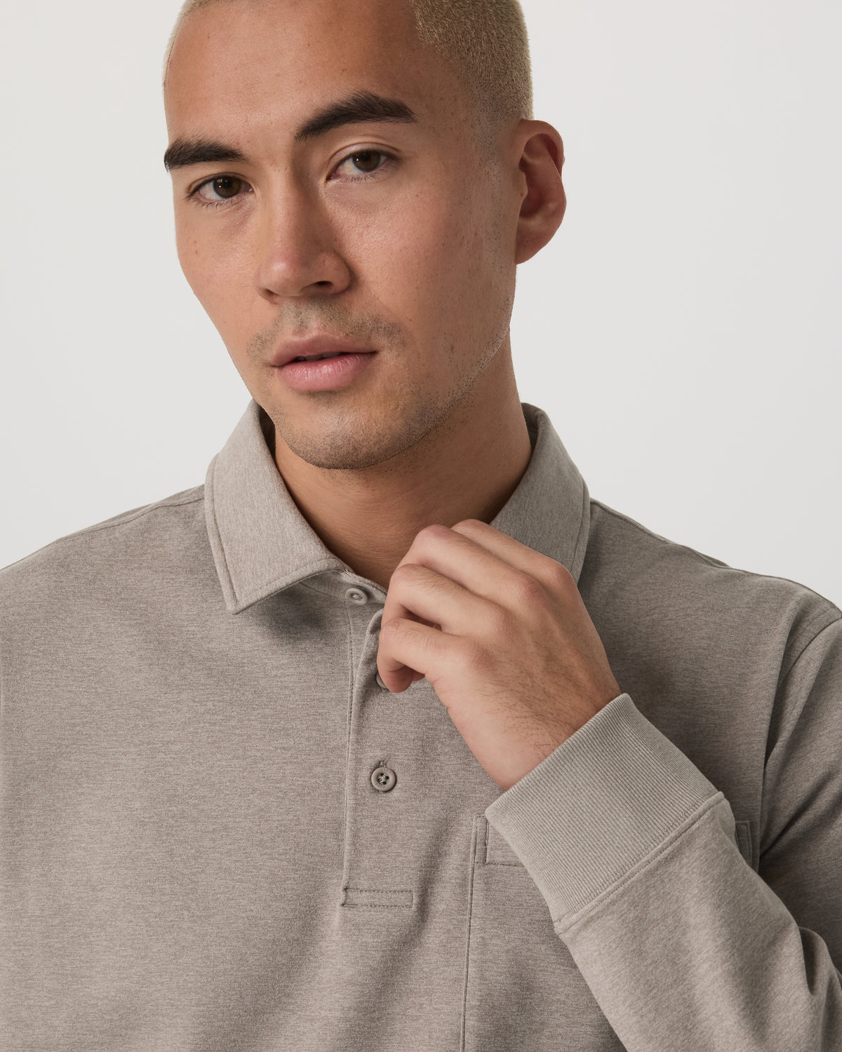 Men Vuori Men's Long Sleeve Coronado Rugby Walnut Heather