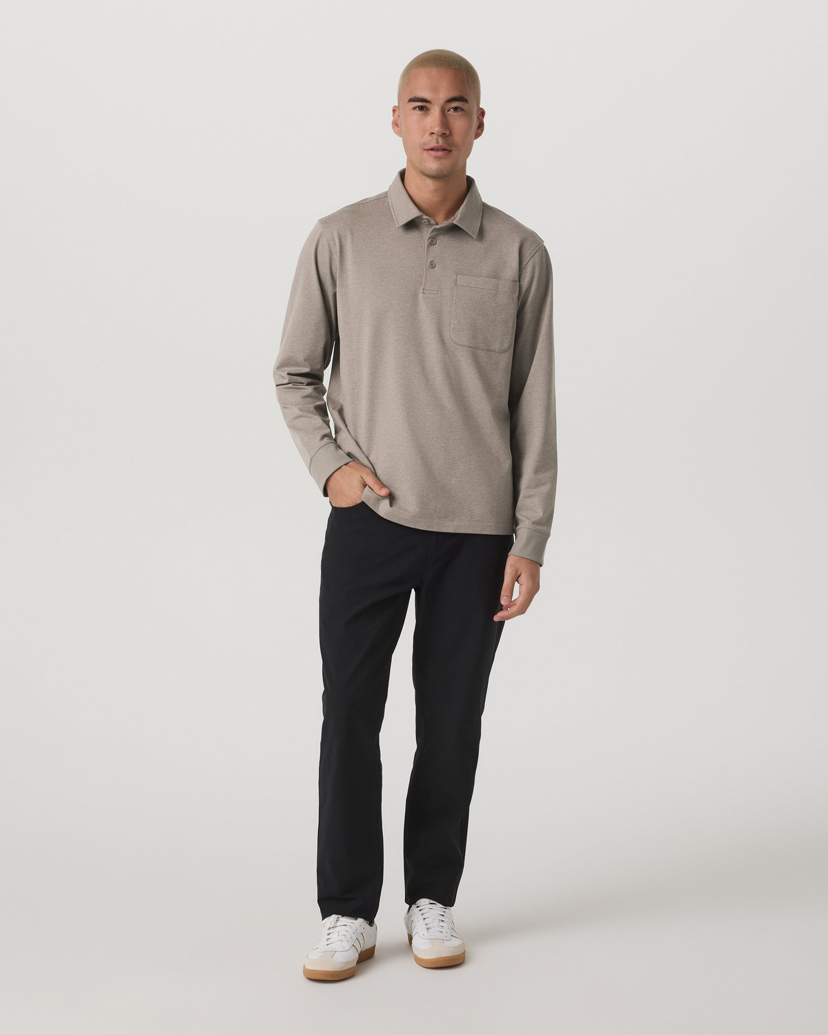 Men Vuori Men's Long Sleeve Coronado Rugby Walnut Heather