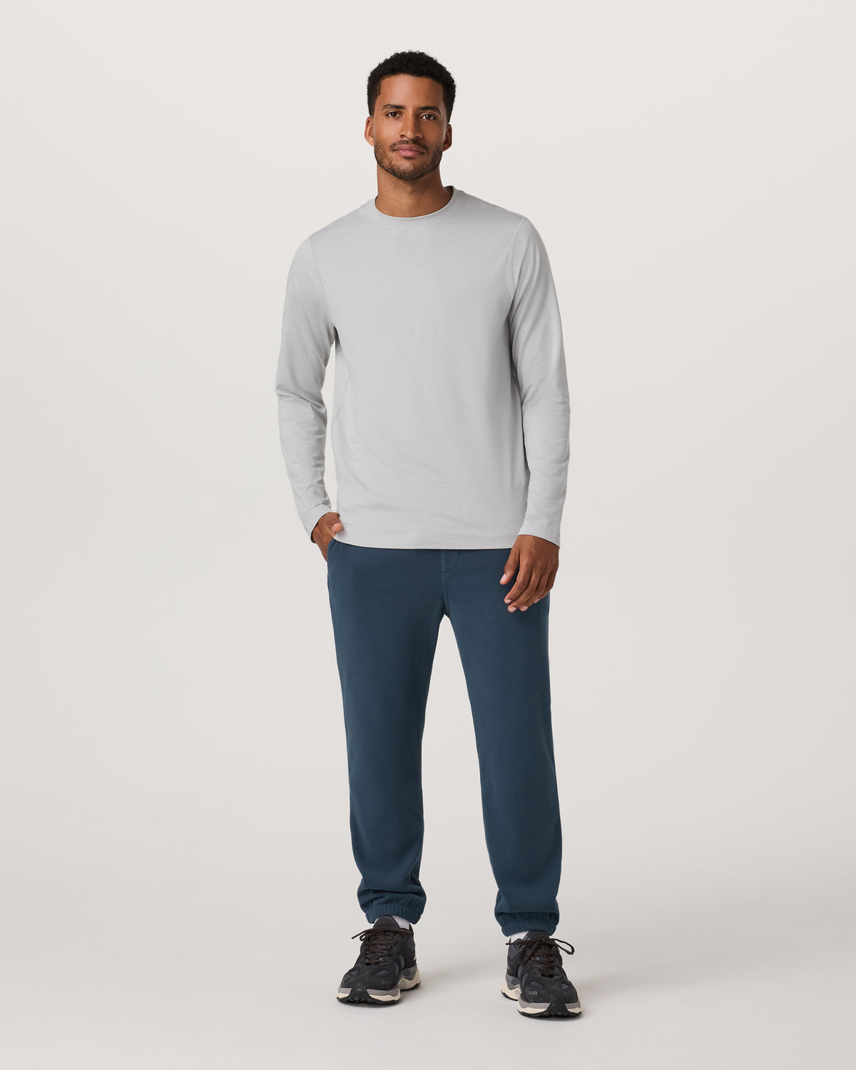 Men Vuori Long Sleeve Ponto Performance Tee Frost Grey Heather