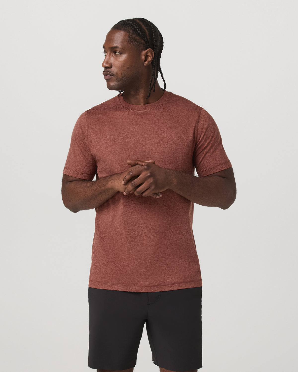 Men Vuori Short Sleeve Ponto Performance Tee Firebrick Heather