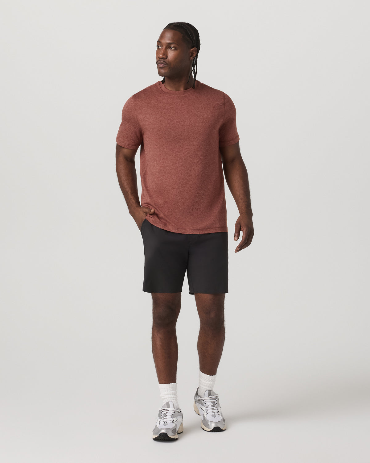 Men Vuori Short Sleeve Ponto Performance Tee Firebrick Heather