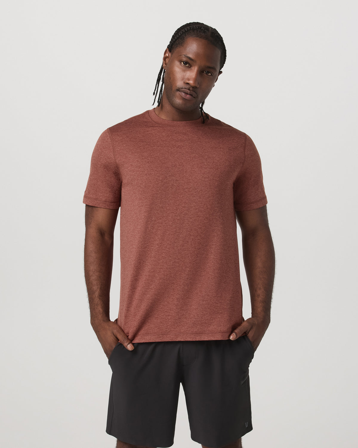 Men Vuori Short Sleeve Ponto Performance Tee Firebrick Heather