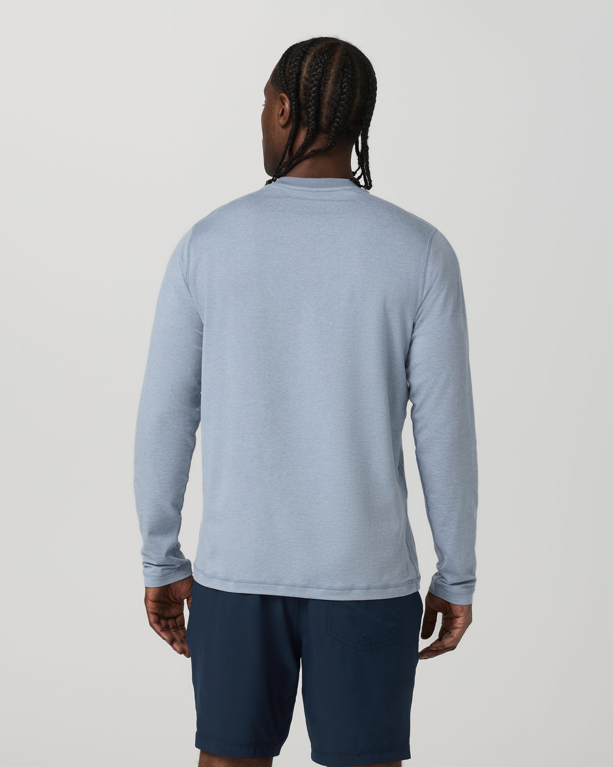 Men Vuori Long Sleeve Ponto Performance Tee Blue Dusk Heather