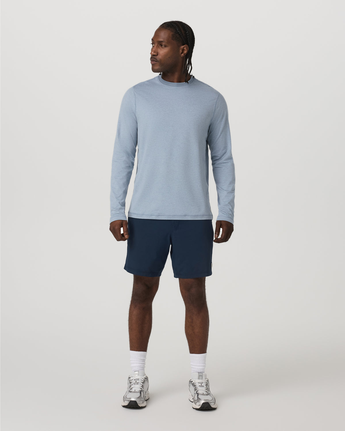 Men Vuori Long Sleeve Ponto Performance Tee Blue Dusk Heather