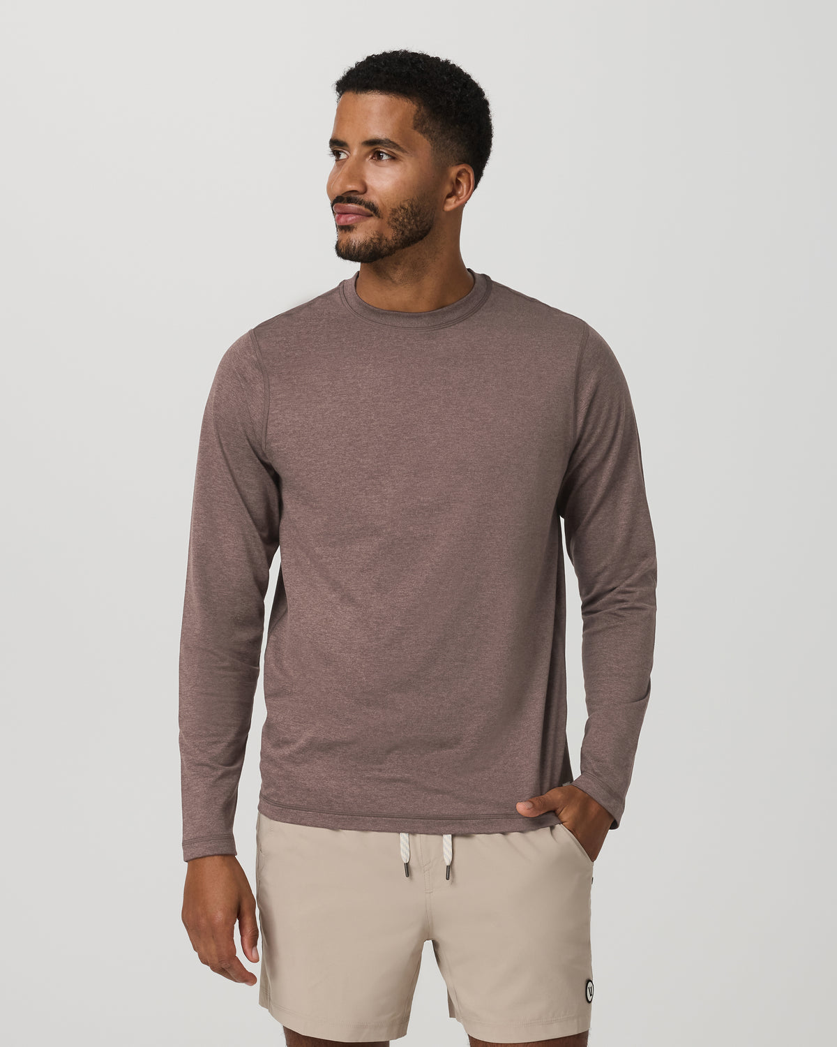Men Vuori Men's Long Sleeve Ponto Performance Tee Elm Heather