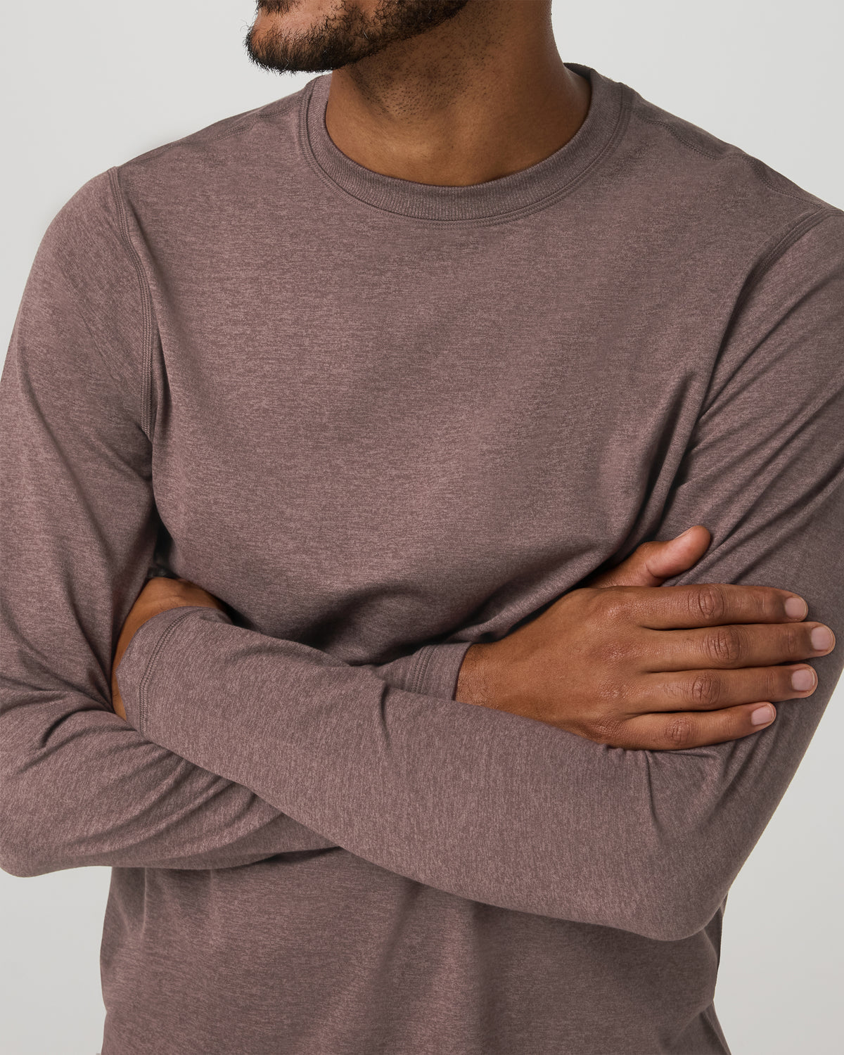 Men Vuori Men's Long Sleeve Ponto Performance Tee Elm Heather