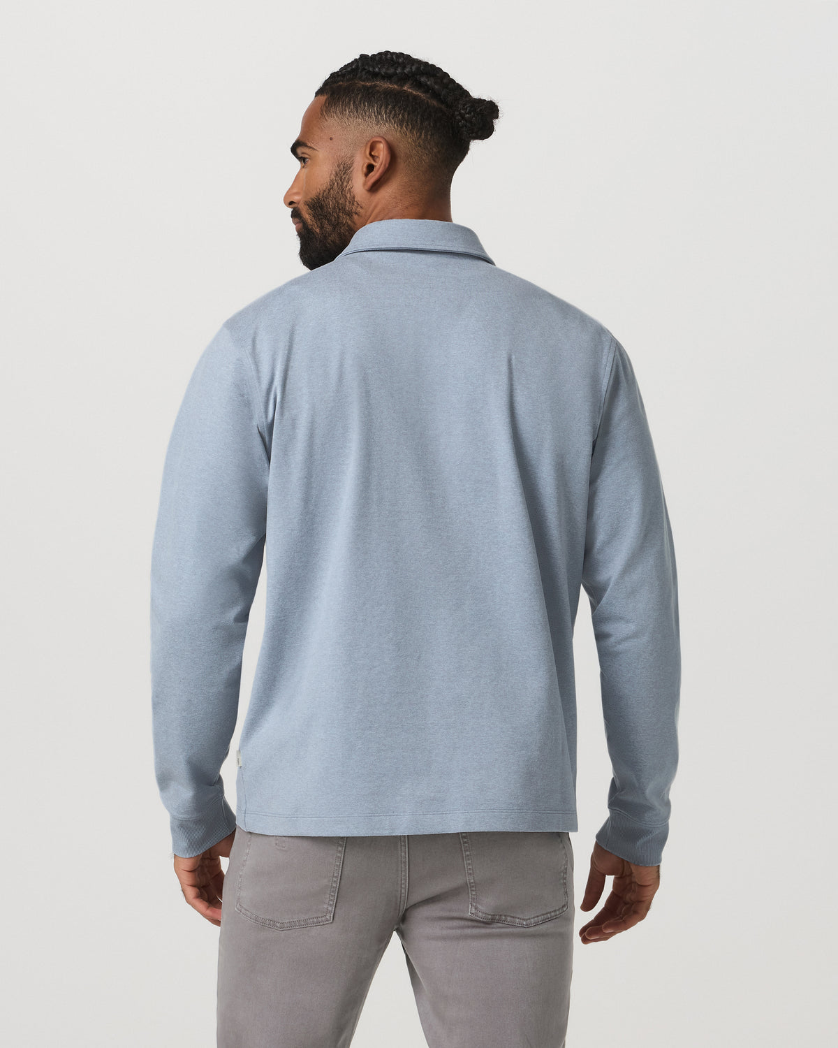 Men Vuori Men's Long Sleeve Coronado Rugby Shirt Blue Dusk Heather
