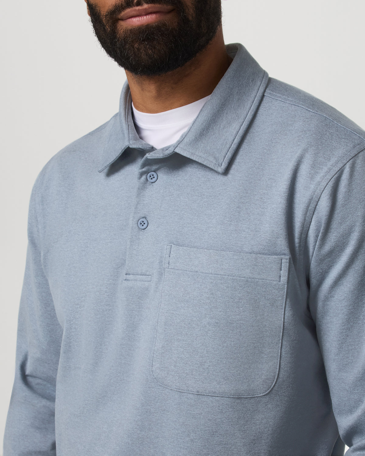 Men Vuori Men's Long Sleeve Coronado Rugby Shirt Blue Dusk Heather
