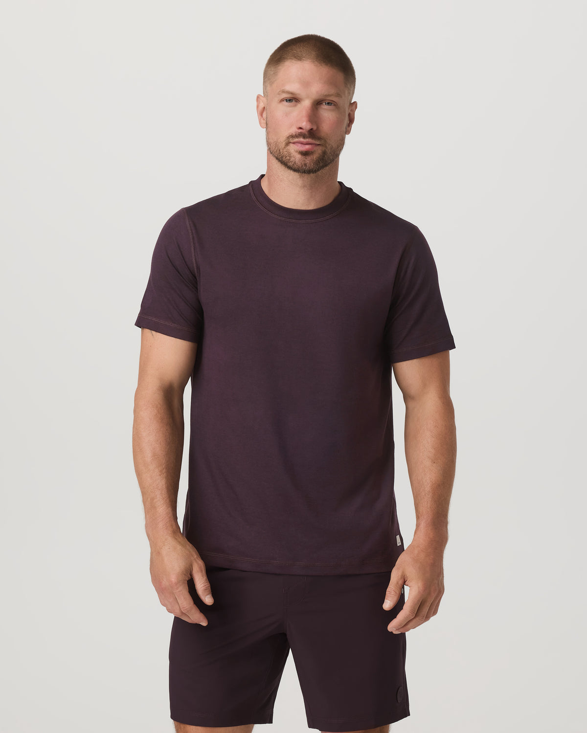 Men Vuori Men's Short Sleeve Ponto Performance Tee Raisin Heather