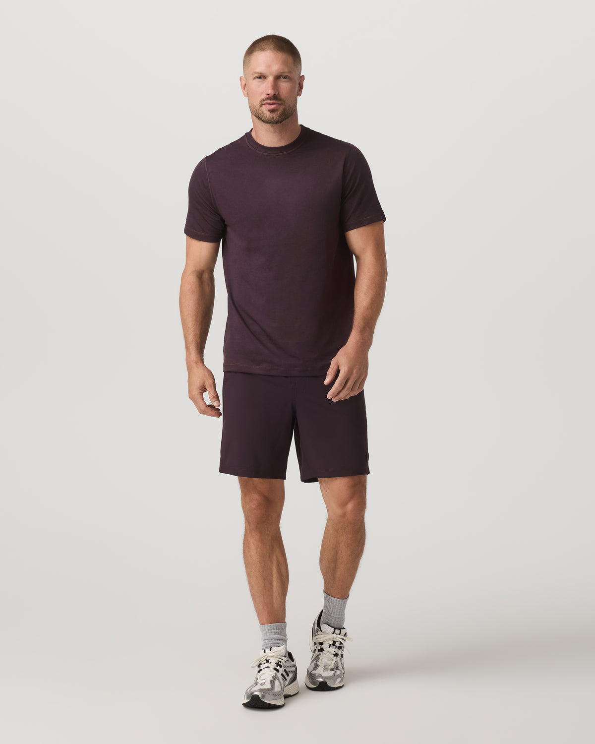 Men Vuori Men's Short Sleeve Ponto Performance Tee Raisin Heather