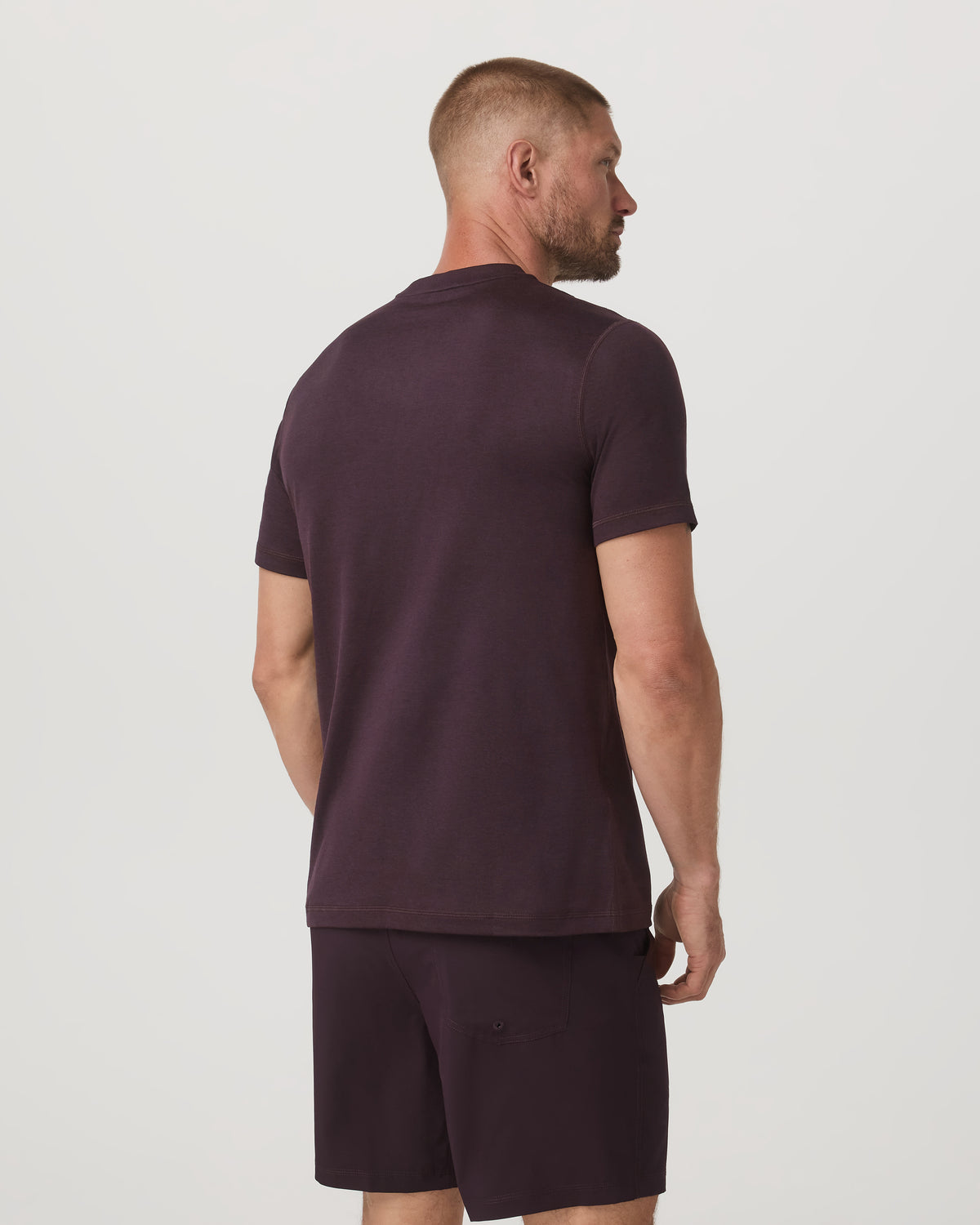 Men Vuori Men's Short Sleeve Ponto Performance Tee Raisin Heather