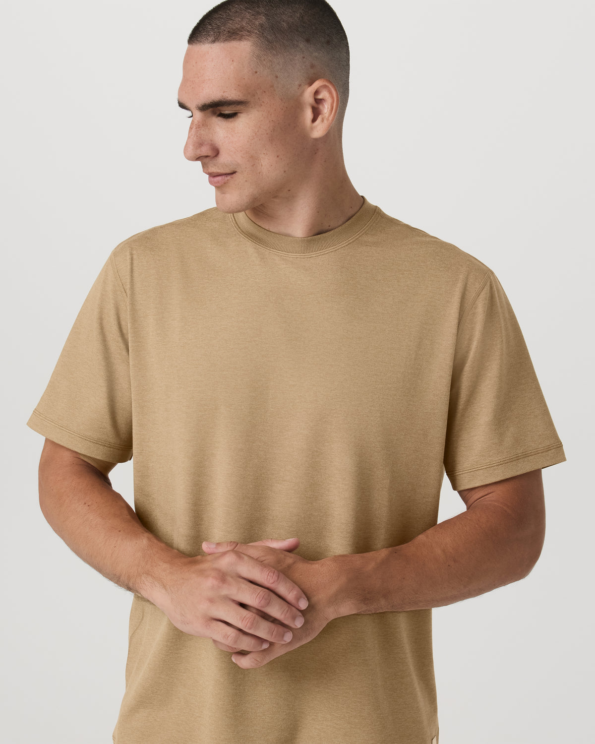 Men Vuori Men's Short Sleeve Ponto Tee - Relaxed Sungold Heather