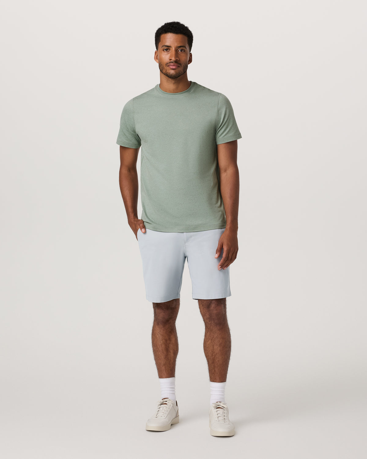 Men Vuori Men's Short Sleeve Ponto Performance Tee Thyme Heather