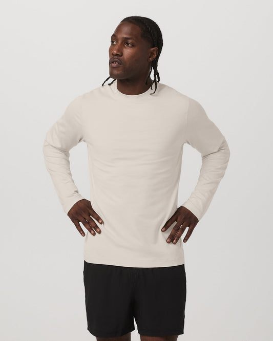 Men Vuori Men's Long Sleeve Ponto Performance Tee Oatmeal Heather
