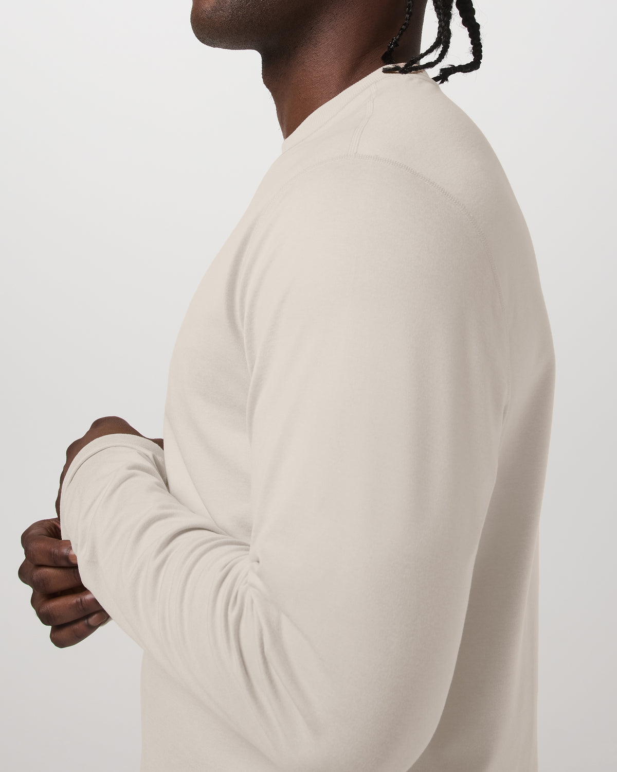 Men Vuori Men's Long Sleeve Ponto Performance Tee Oatmeal Heather