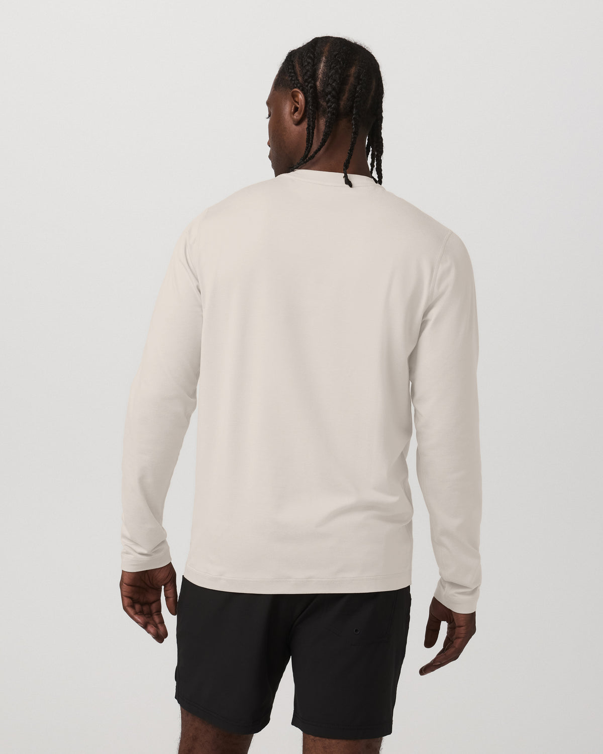 Men Vuori Men's Long Sleeve Ponto Performance Tee Oatmeal Heather