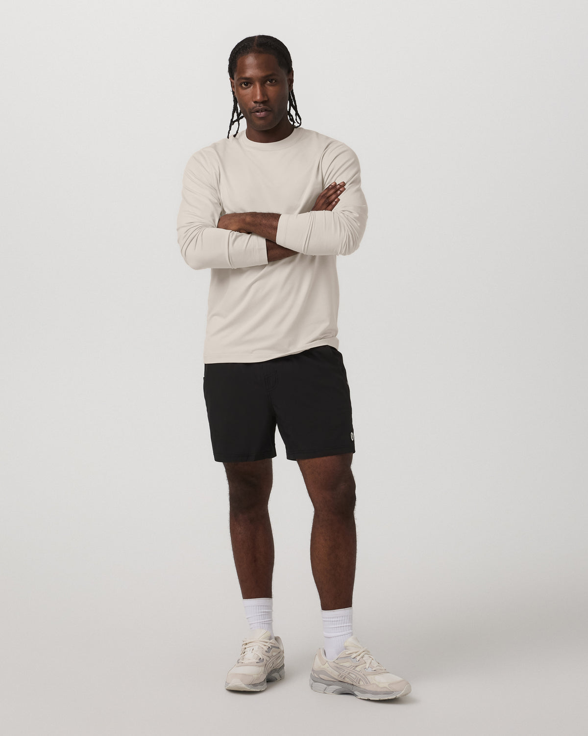 Men Vuori Men's Long Sleeve Ponto Performance Tee Oatmeal Heather
