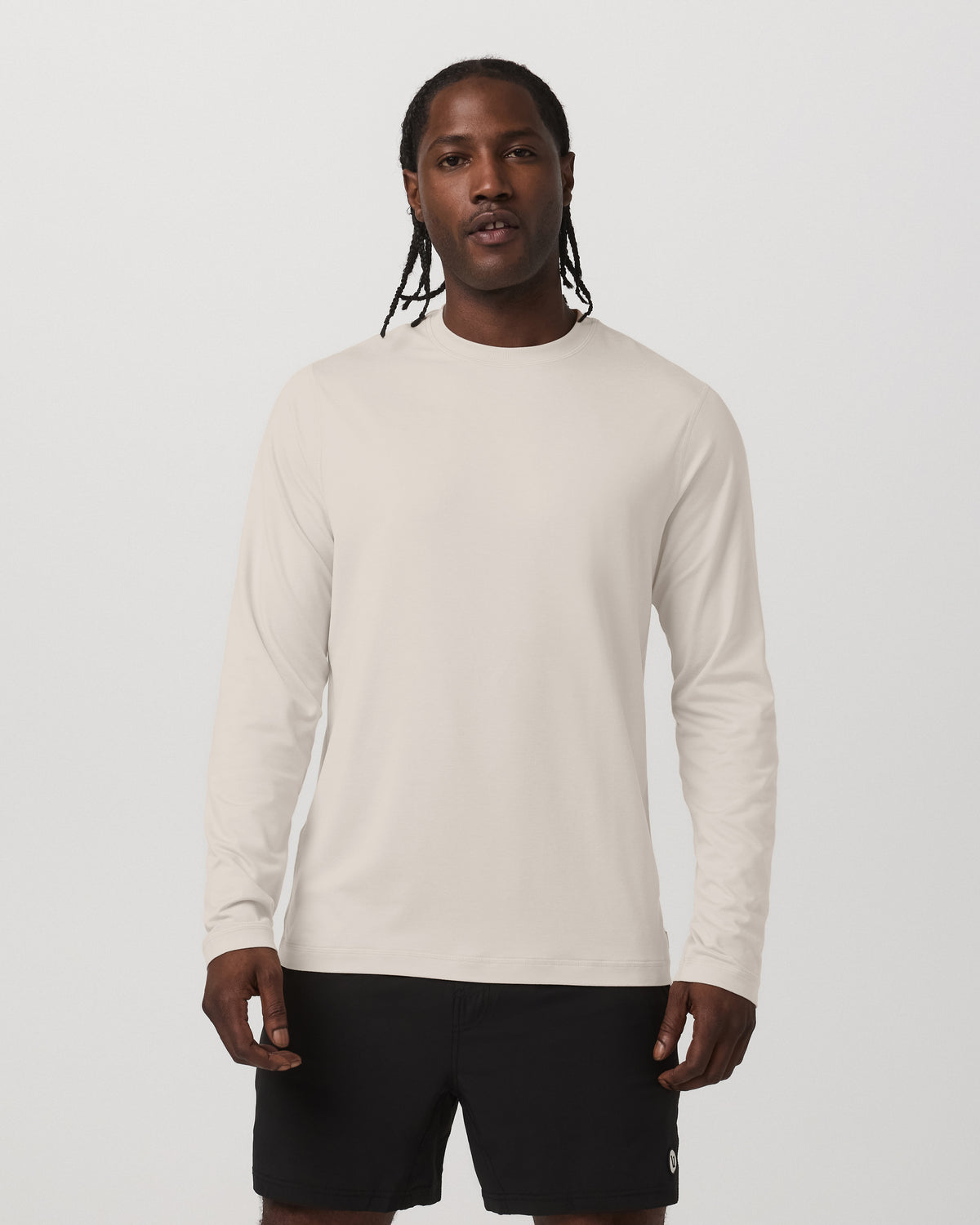 Men Vuori Men's Long Sleeve Ponto Performance Tee Oatmeal Heather