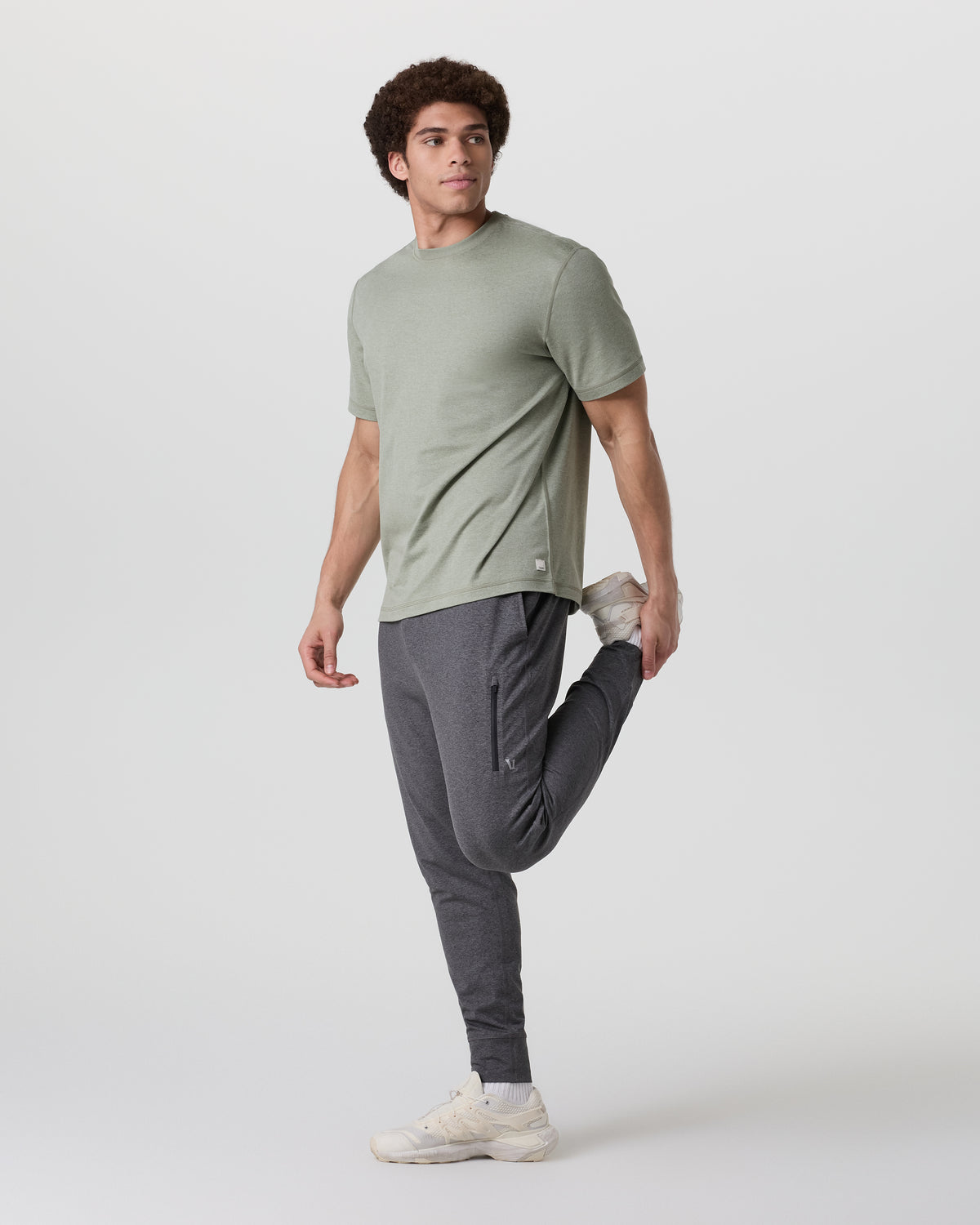 Men Vuori Short Sleeve Ponto Tee - Relaxed Fit Agave Green Heather