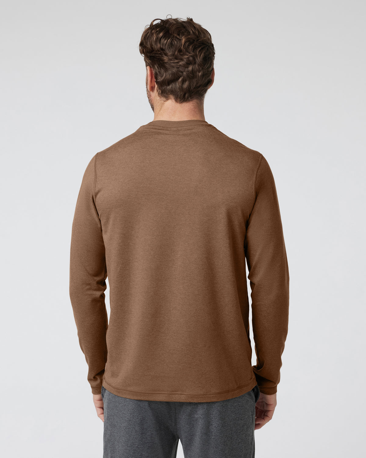 Men Vuori Long Sleeve Ponto Performance Tee Pecan Heather