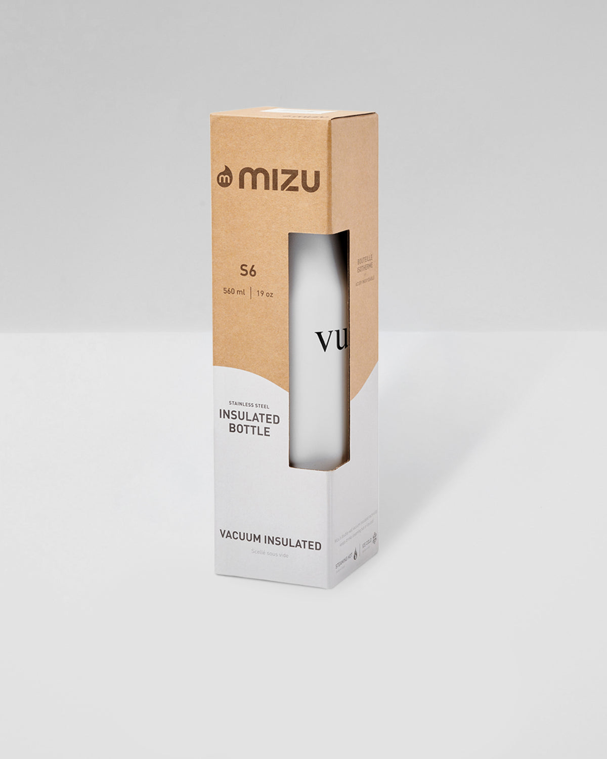 Accessories Vuori S6 Wordmark Mizu Water Bottle White Insulated Bottle