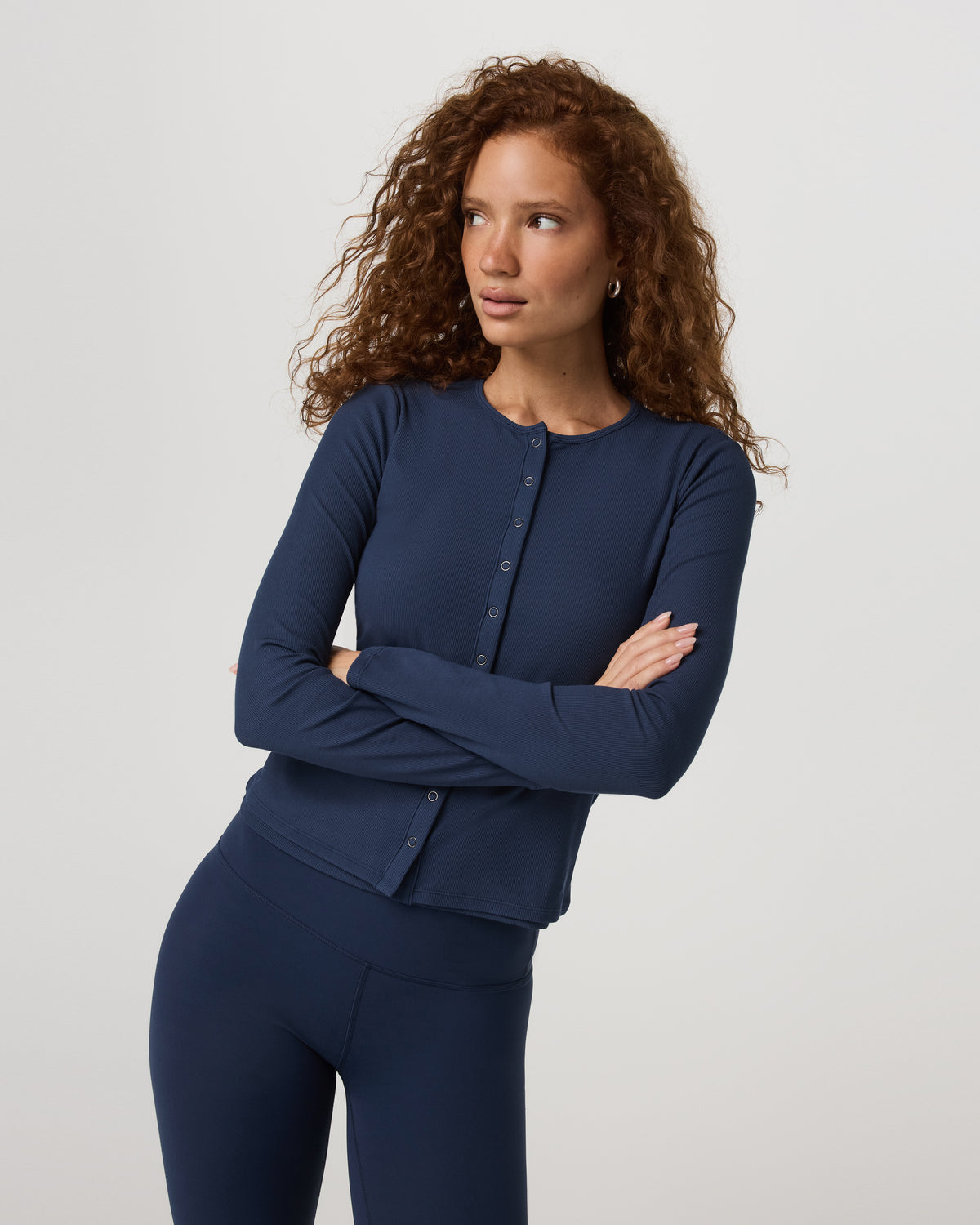 New Vuori Long Sleeve Pose Twin Cardigan Women's Blue Coast Top