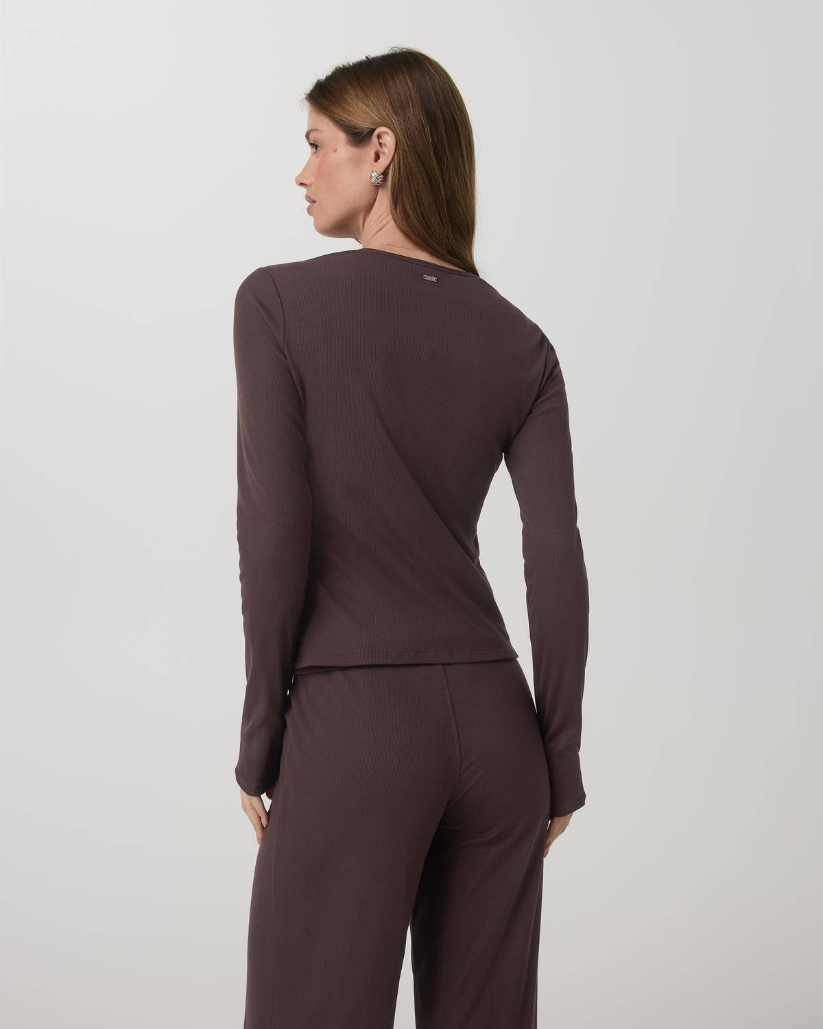 New Vuori Long Sleeve Pose Twin Cardigan Women's French Roast Top