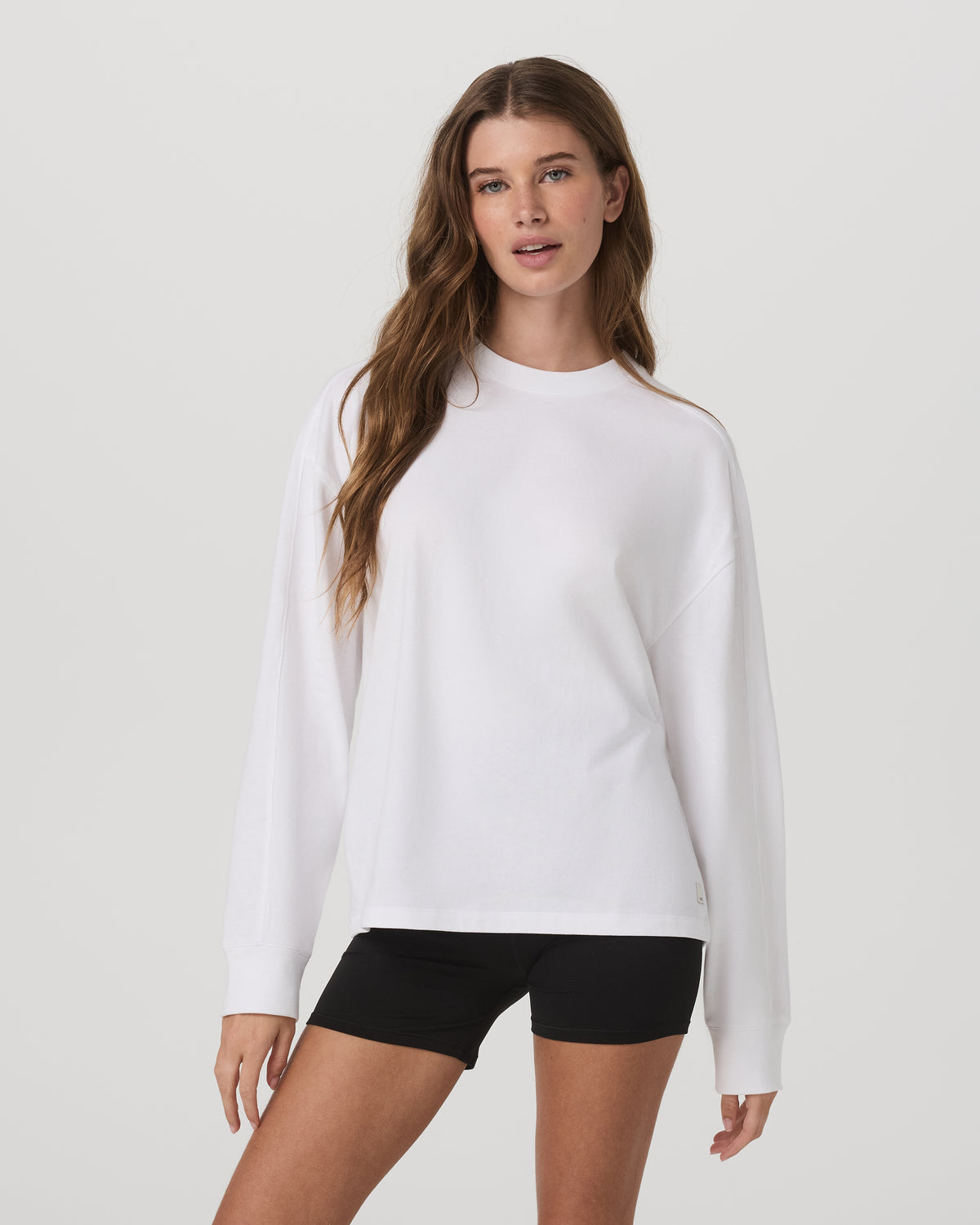 New Vuori Long Sleeve Heavyweight Cotton Tee Women's White Shirt