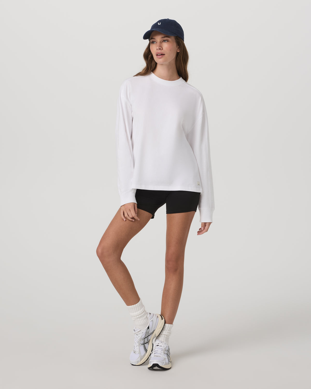 New Vuori Long Sleeve Heavyweight Cotton Tee Women's White Shirt